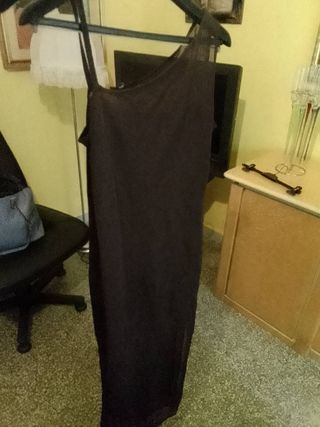 Vestito lungo donna semitrasparente marrone smanic