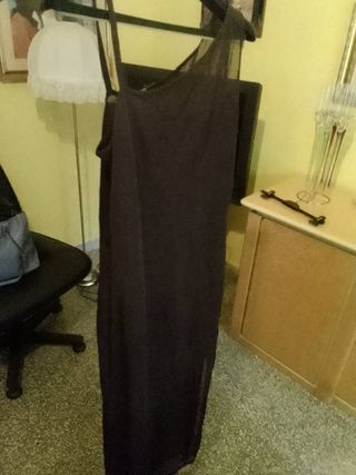 Vestito lungo donna semitrasparente marrone smanic