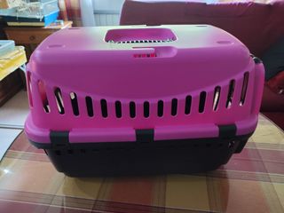 Transportín Perro Gato Conejo Negro/Rosa