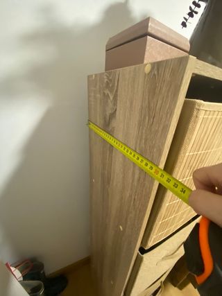 Mueble organizador de bambú y tela