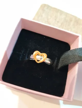 Anillo Pandora Plata Corazón Oro All For Love