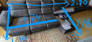 Sofá chaise longue gris