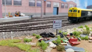 Conjunto módulos vía doble H0. Zona industrial