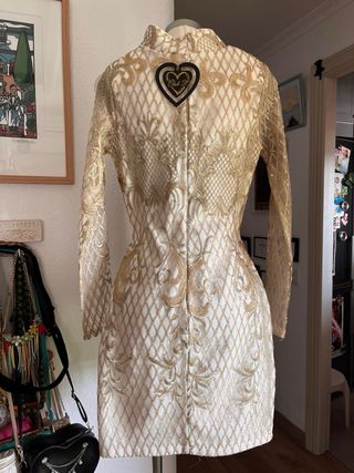 Vestido fiesta Club L dorado y blanco T36