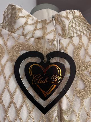 Vestido fiesta Club L dorado y blanco T36