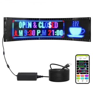 Cartel LED Programable, Panel LED Scrolling a Color Completo P5, Tablero de Exhibición de Patrón de Animación de Texto Personalizado DIY, Control de APP Bluetooth Cartel de Mensaje para Tienda Neg...