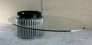 Mesa de centro cristal y metal