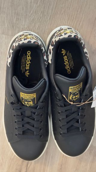 Adidas Stan Smith Negro Leopardo Dorado