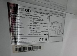 Frigorífico Infiniton 171L con Congelador 41L