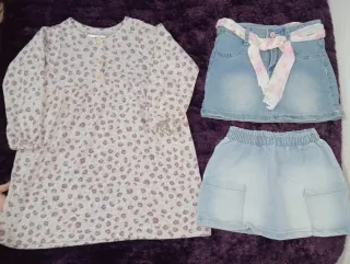 Vestido y 2 faldas vaqueras