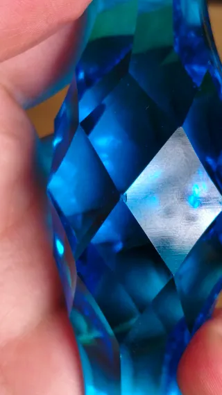 Maniglia antica vetro Murano blu metallo