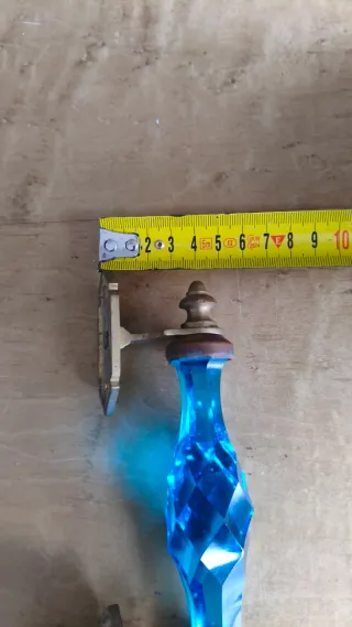 Maniglia antica vetro Murano blu metallo