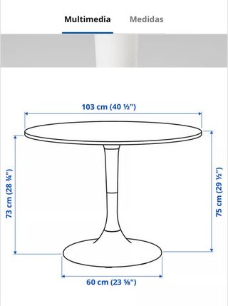 Mesa redonda Ikea DOCKSTA blanca