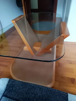 Sofá 3 plazas tela beige y marrón regalo mesa