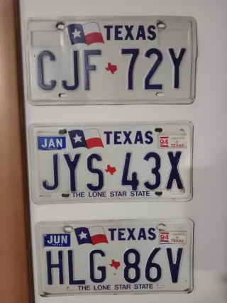 Targhe Texas Originali CJF-72Y JYS-43X HLG-86V