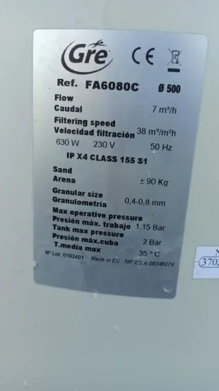 Depuradora piscina Gre