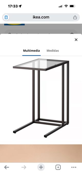 Mesa auxiliar cristal y metal