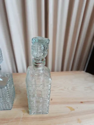 2 Botellas Licor Vintage Cristal Tallado