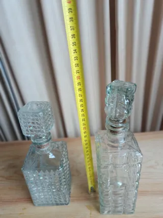 2 Botellas Licor Vintage Cristal Tallado