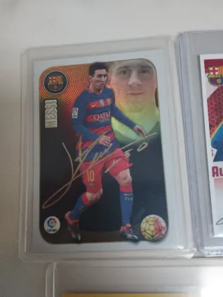 Lote 3 cromos Messi autografiados serie oro Panini