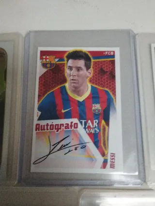 Lote 3 cromos Messi autografiados serie oro Panini