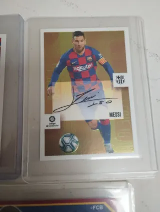 Lote 3 cromos Messi autografiados serie oro Panini