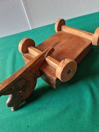 Carretto cavallo legno vintage con scomparti