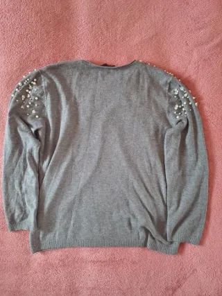 Maglione grigio con perle Cecilia Benetti XXL