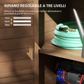 Armario De Exterior Con Estante Regulable Y Techo Inclinado, Armario De Jardín De Madera Con Cerradura, 75X56X117Cm, Marrón