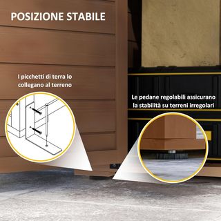 Armario De Exterior Con Estante Regulable Y Techo Inclinado, Armario De Jardín De Madera Con Cerradura, 75X56X117Cm, Marrón