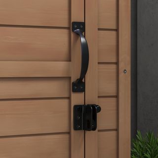 Armario De Exterior Con Estante Regulable Y Techo Inclinado, Armario De Jardín De Madera Con Cerradura, 75X56X117Cm, Marrón