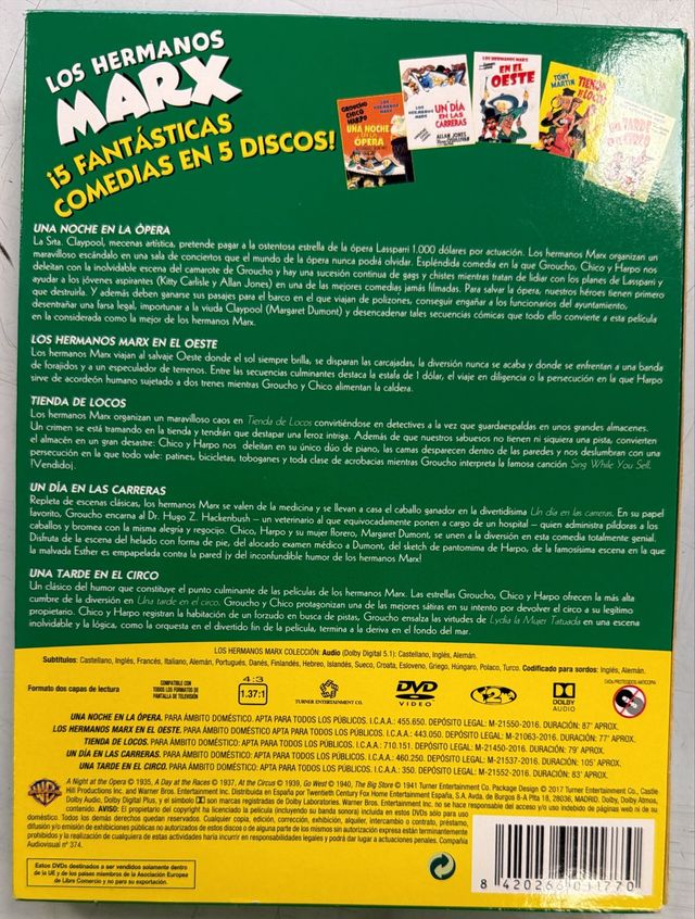 LOS HERMANOS MARX COLECCION DVD (X5)