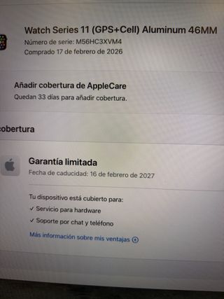 Apple Watch Series 11 Plata GPS + CEL, 46mm