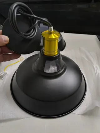 3 Lámparas Colgantes Retro Negro/Dorado Nuevas