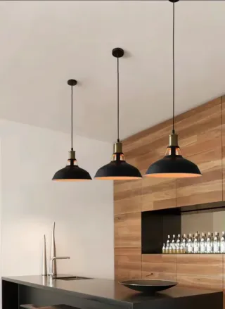 3 Lámparas Colgantes Retro Negro/Dorado Nuevas