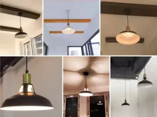 3 Lámparas Colgantes Retro Negro/Dorado Nuevas