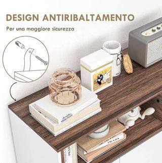 Credenza Moderna de Cocina Móvil de Madera con Armarios, Cajón y Espacio Abierto, Mueble Multiusos para Cocina y Sala de Estar, 105X39X83Cm, Blanco