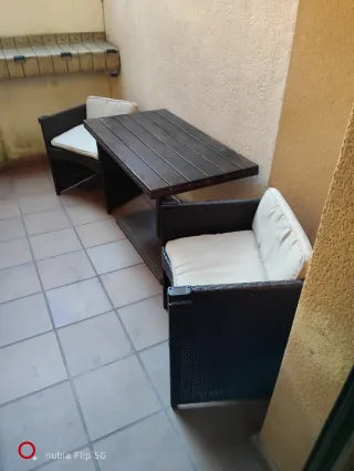 Conjunto de jardín ratán y madera