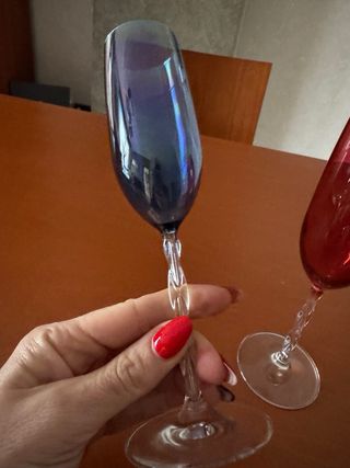 2 Calici Flute Vintage Vetro Colorati