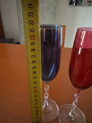 2 Calici Flute Vintage Vetro Colorati