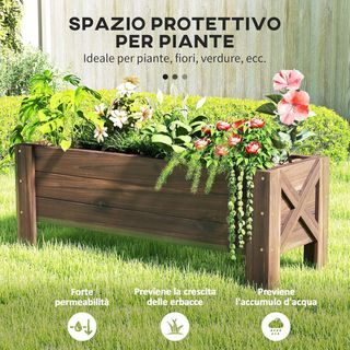 Jardinera Exterior de Madera Rectangular, Huerto Elevado para Plantas Maceta para Jardín Exterior, 100X36.5X36Cm