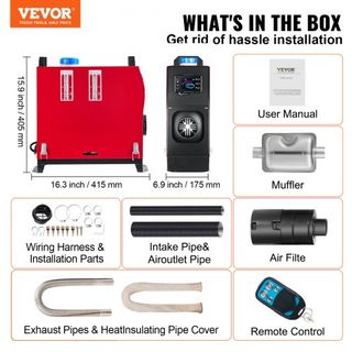 Calentador Diesel 12V 5KW, Calentador Diesel de Aire Todo en Uno con Interruptor LCD y Control Remoto, Calentador de Aire Diesel, Silenciador de Calentador de Estacionamiento, Calentador Diesel pa...