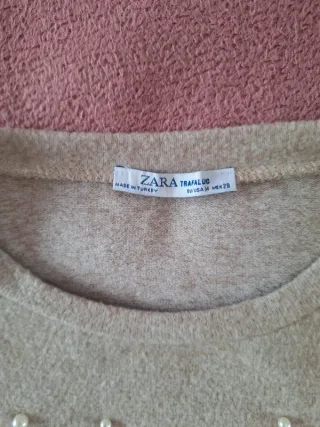 Maglia beige morbida Zara con perline M/L