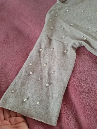 Maglia beige morbida Zara con perline M/L