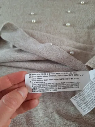Maglia beige morbida Zara con perline M/L