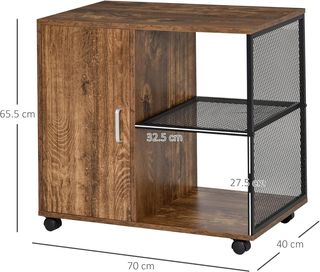 Mueble para Impresora y Documentos, Cajonera con Ruedas en Estilo Nórdico, Mueble Multiusos para Oficina y Casa, Marrón Vintage
