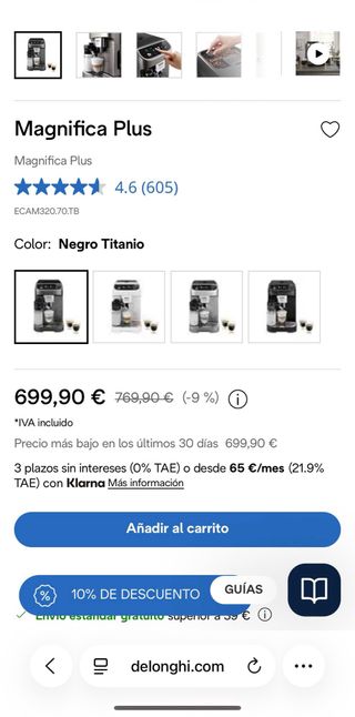 Macchina da caffè superautomatica Delonghi Magnifica Plus