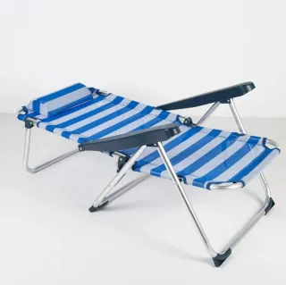 Silla plegable reclinable 180° azul