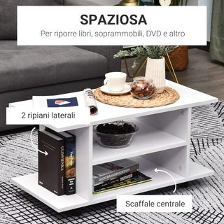 Mueble TV Moderno Con Estantes, Mueble Porta TV De 42" Con Ruedas Giratorias Con Frenos, 2 Pequeños Estantes Laterales Para Sala De Estar Y Dormitorio, 80X40X40 Cm, Blanco