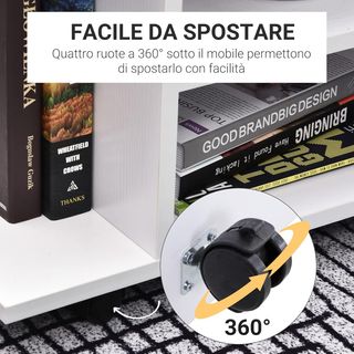 Mueble TV Moderno Con Estantes, Mueble Porta TV De 42" Con Ruedas Giratorias Con Frenos, 2 Pequeños Estantes Laterales Para Sala De Estar Y Dormitorio, 80X40X40 Cm, Blanco